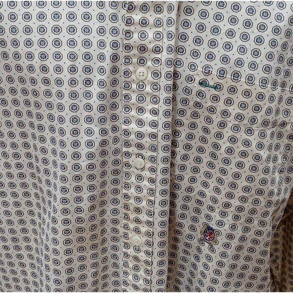 Vintage Tommy Hilfiger Shirt Mens XL Button Up Crest Logo 90s Tan w/ Octagon - Picture 6 of 8